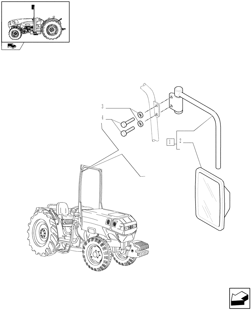 Схема запчастей Case IH FARMALL 105N - (1.92.98/02) - RIGHT REARVIEW MIRROR - L/CAB (VAR.332878) (10) - OPERATORS PLATFORM/CAB