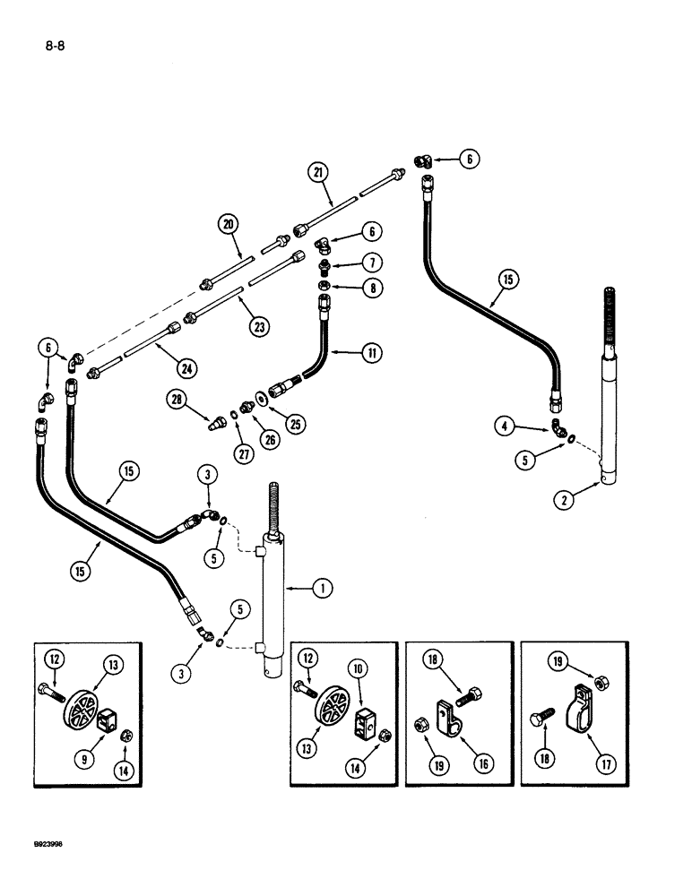 Схема запчастей Case IH 1010 - (8-08) - REEL LIFT HYDRAULIC SYSTEM, 15.0, 17.5 AND 20.0 FOOT HEADER (35) - HYDRAULIC SYSTEMS