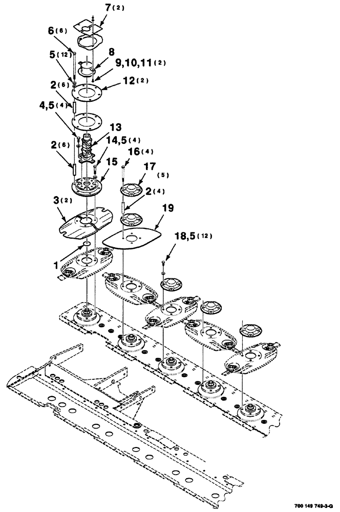 Схема запчастей Case IH 725 - (03-012) - CUTTER DISC ASSEMBLY, RIGHT (58) - ATTACHMENTS/HEADERS