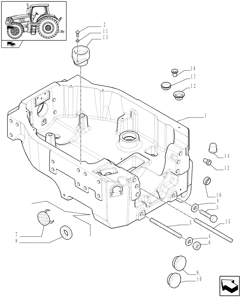 Схема запчастей Case IH PUMA 125 - (1.21.1/01[01]) - SUPPORT FOR 4WD SUSPENDED FRONT AXLE - SUPPORT (03) - TRANSMISSION