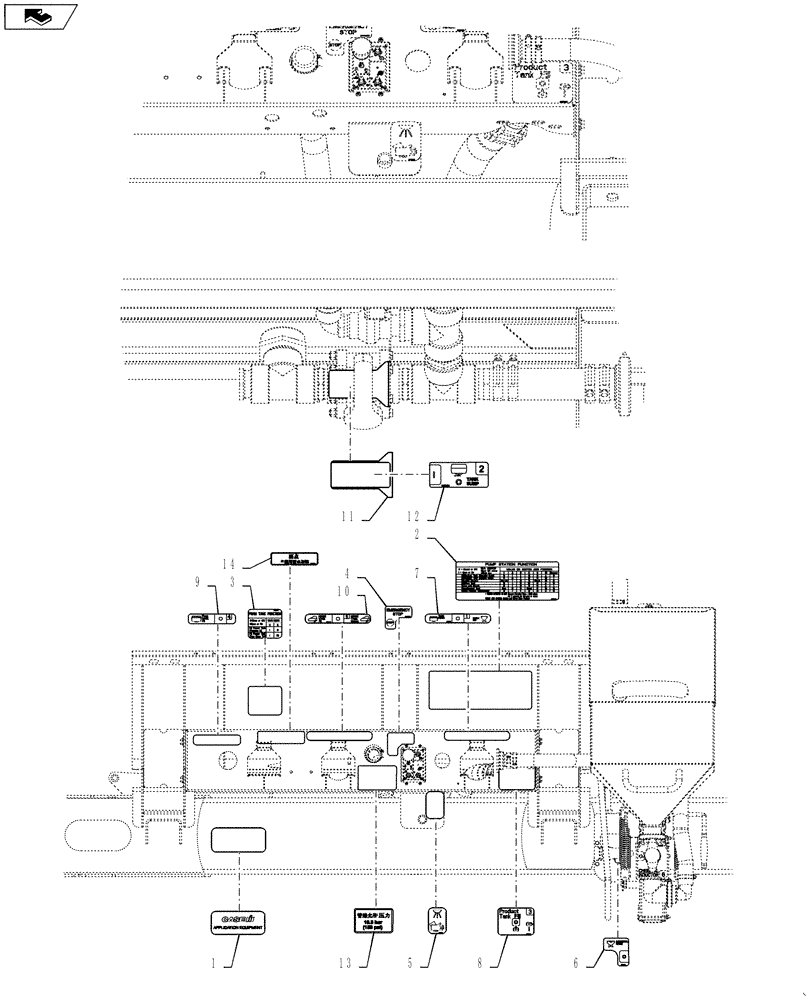 Схема запчастей Case IH 3230 - (90.108.03) - APPLICATION GROUP (90) - PLATFORM, CAB, BODYWORK AND DECALS