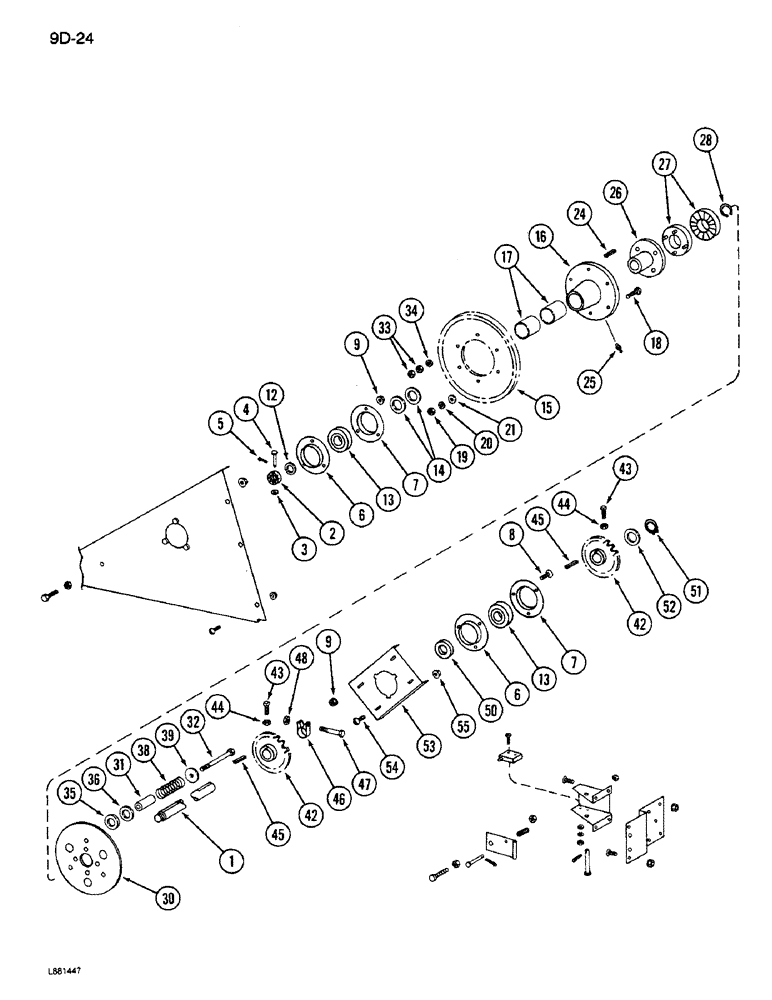 Схема запчастей Case IH 1640 - (9D-24) - ELEVATOR DRIVE JACKSHAFT (16) - GRAIN ELEVATORS & AUGERS