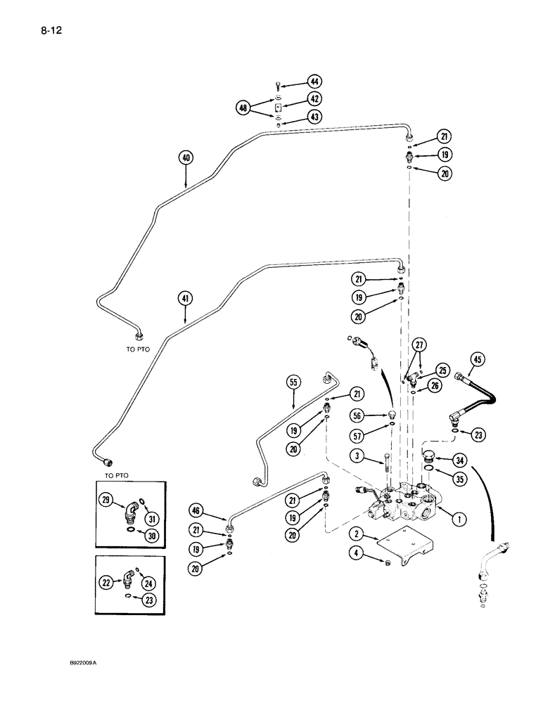 Схема запчастей Case IH 7110 - (8-12) - PTO HYDRAULICS, TRANSMISSION SERIAL NUMBER AJB0044915 AND AFTER (08) - HYDRAULICS