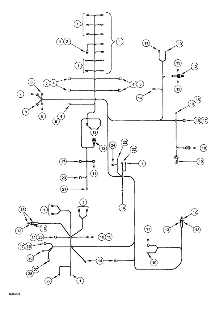 Схема запчастей Case IH AFS - (04-36) - HARNESS (955 TRAILING AFS PLANTER - 1999, 12 ROW NARROW, 16 ROW NARROW AND 12/23 SRC) (55) - ELECTRICAL SYSTEMS