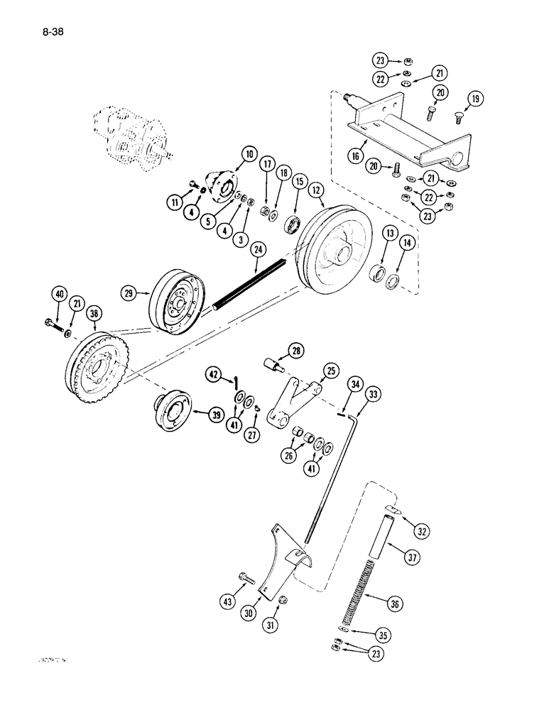 Схема запчастей Case IH 1640 - (8-038) - AUXILIARY PUMP DRIVE, P.I.N. JJC0097190 AND AFTER (07) - HYDRAULICS