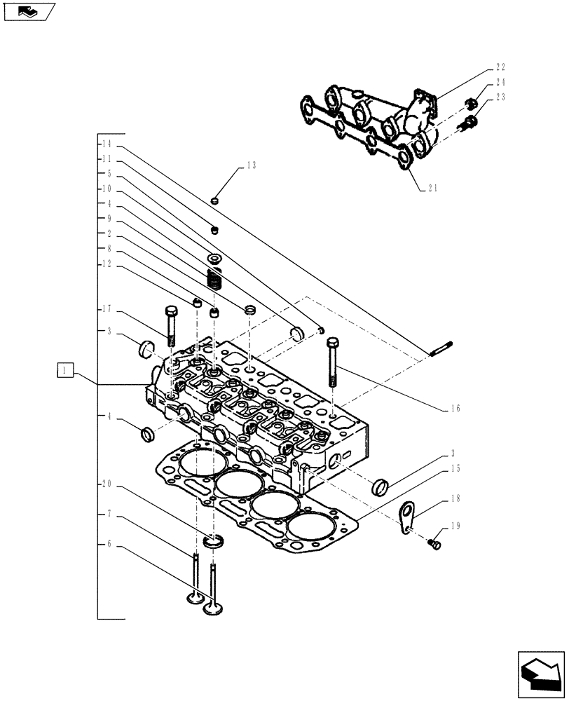 Схема запчастей Case IH FARMALL 45A - (10.101.01[01]) - CYLINDER HEAD - VALVES (10) - ENGINE