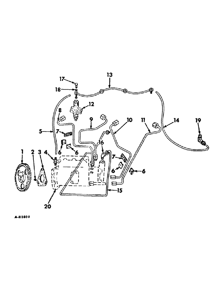 Схема запчастей Case IH BD-154 - (B-20) - FUEL INJECTION SYSTEM, 424, 2424, 444 AND 2444 TRACTORS 