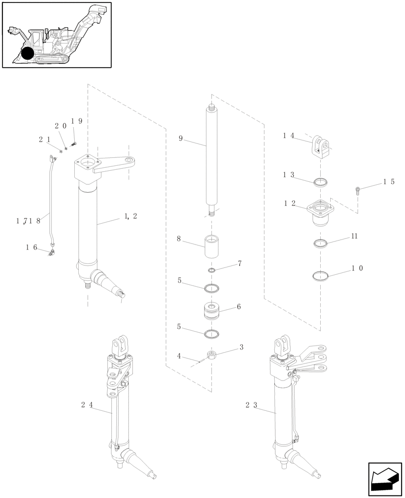 Схема запчастей Case IH A4000 - (B02.03[01]) - HYDRAULIC CYLINDER (BASECUTTER LIFT) Hydraulic Components & Circuits