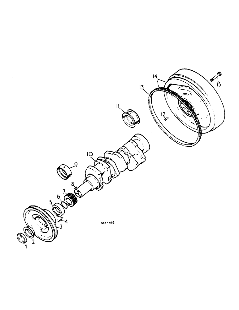 Схема запчастей Case IH 484 - (0F14-2) - CRANKSHAFT, FLYWHEEL AND BEARINGS Power