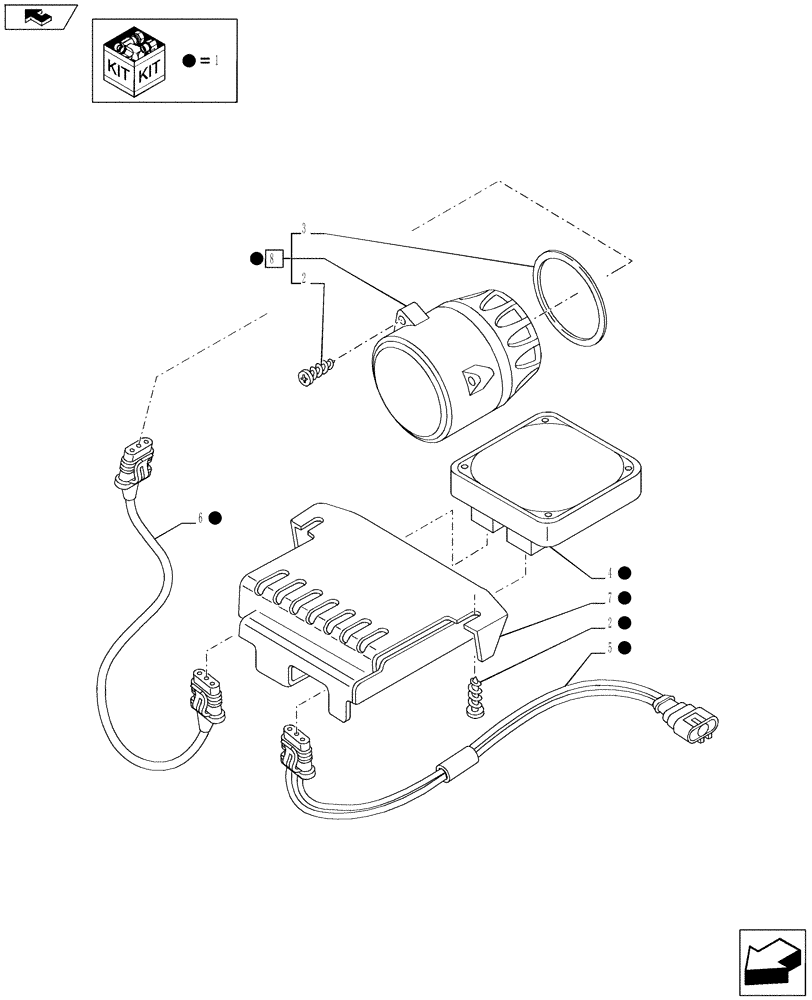 Схема запчастей Case IH PUMA 200 - (55.404.0203) - HOOD HID XENON WORKLIGHTS - WORKLIGHTS (VAR.743125) (55) - ELECTRICAL SYSTEMS