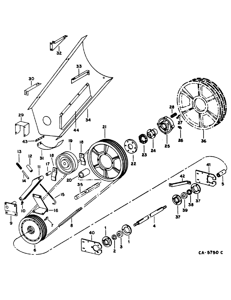 Схема запчастей Case IH 1480 - (33-11) - FEEDER, FEEDER JACKSHAFT DRIVE, SERIAL NO. 14000 AND BELOW (13) - FEEDER