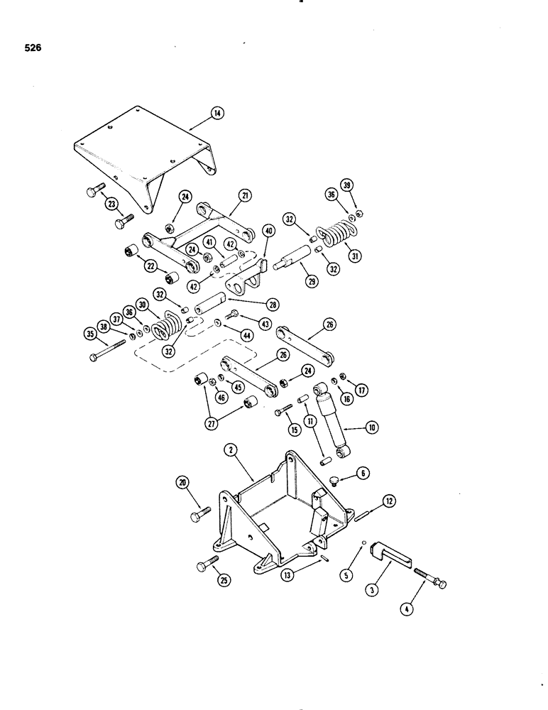 Схема запчастей Case IH 1070 - (0526) - SEAT SUSPENSION, USED PRIOR TO TRACTOR SERIAL NUMBER 8693001 (09) - CHASSIS/ATTACHMENTS