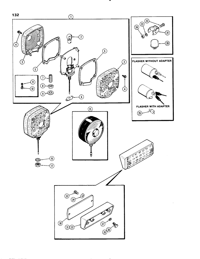 Схема запчастей Case IH 1270 - (132) - WARNING LAMP (04) - ELECTRICAL SYSTEMS