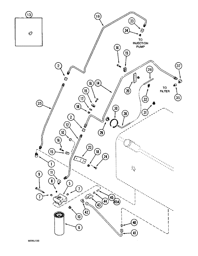 Схема запчастей Case IH 1644 - (3-10) - FUEL LINES AND FILTER SYSTEM, PRIOR TO P.I.N. JJC0098060 (02) - FUEL SYSTEM