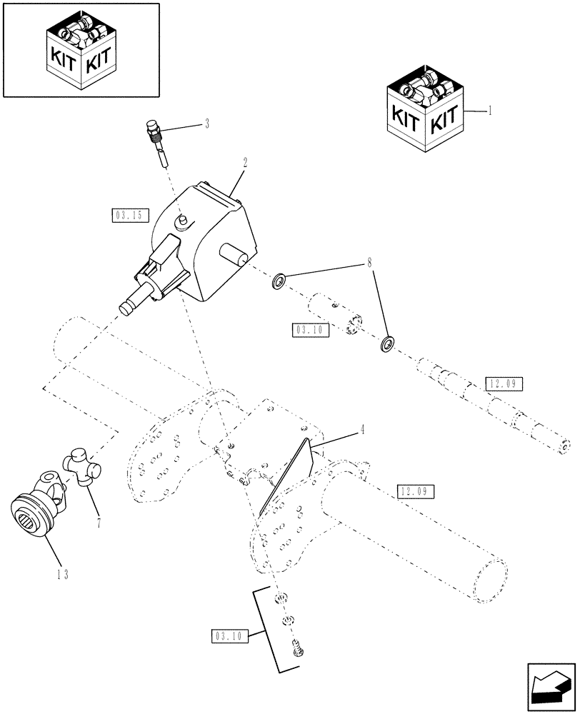 Схема запчастей Case IH RBX562 - (18.91) - GEARBOX CONVERSION KIT, 1000 TO 540 RPM (18) - ACCESSORIES