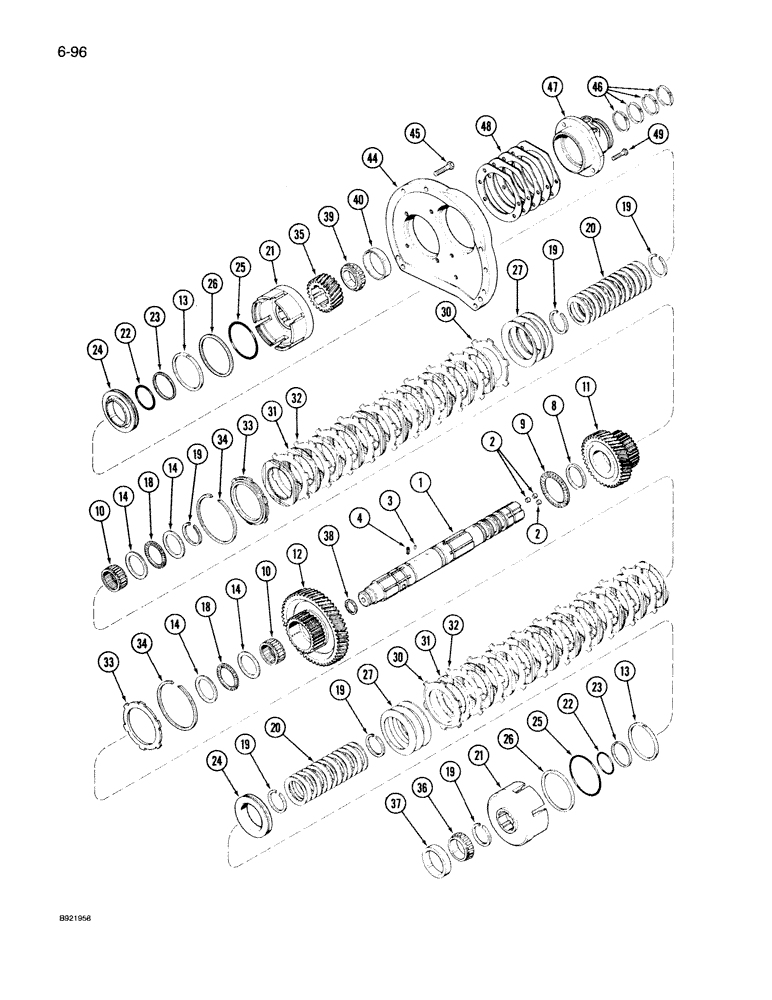 Схема запчастей Case IH 7150 - (6-096) - TRANSMISSION, RANGE INPUT SHAFT, PRIOR TO TRANSMISSION S/N AJB0051028 (06) - POWER TRAIN