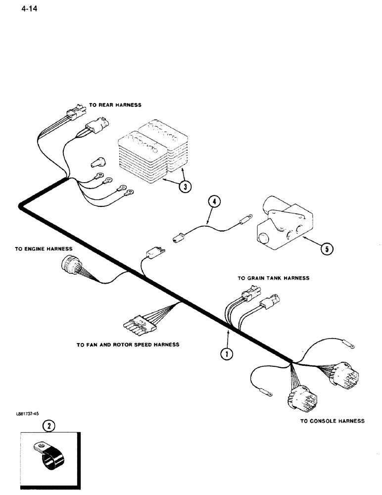 Схема запчастей Case IH 1640 - (4-14) - CENTER HARNESS (06) - ELECTRICAL