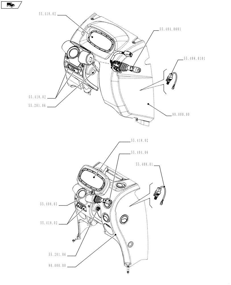 Схема запчастей Case IH FARMALL 75C - (55.000.00[04]) - PICTORIAL INDEX - ELECTRICAL SYSTEM (55) - ELECTRICAL SYSTEMS