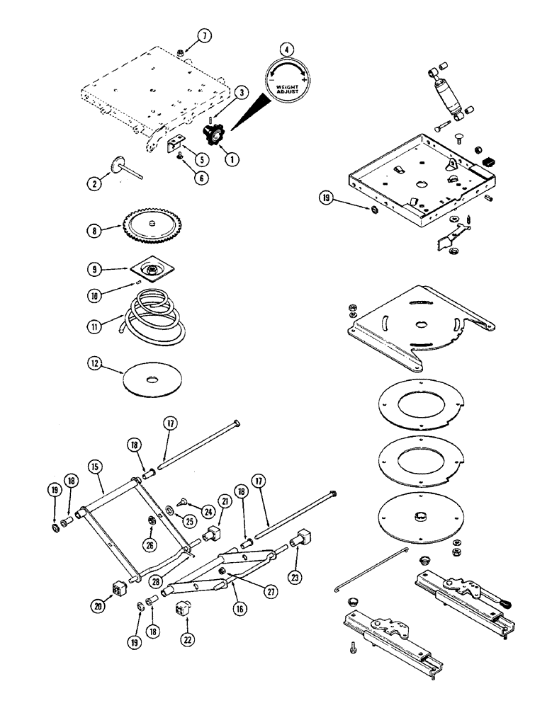 Схема запчастей Case IH 2470 - (454) - LOWER SEAT SUSPENSION, 15 DEGREE SWIVEL SEAT, P.I.N. 8792901 AND AFTER (09) - CHASSIS/ATTACHMENTS