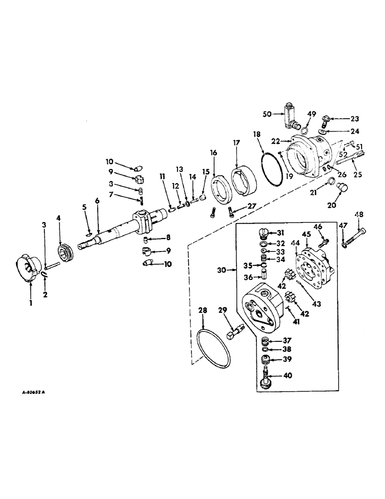 Схема запчастей Case IH 2806 - (E-33) - FUEL SYSTEM, INTERNATIONAL R.D. FUEL INJECTION PUMP, MAIN SHAFT, PRIMARY PUMP AND CONNECTIONS (02) - FUEL SYSTEM