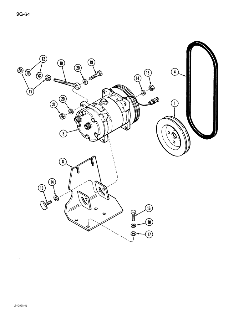 Схема запчастей Case IH 1680 - (9G-64) - COMPRESSOR MOUNTING AND PULLEY (10) - CAB & AIR CONDITIONING