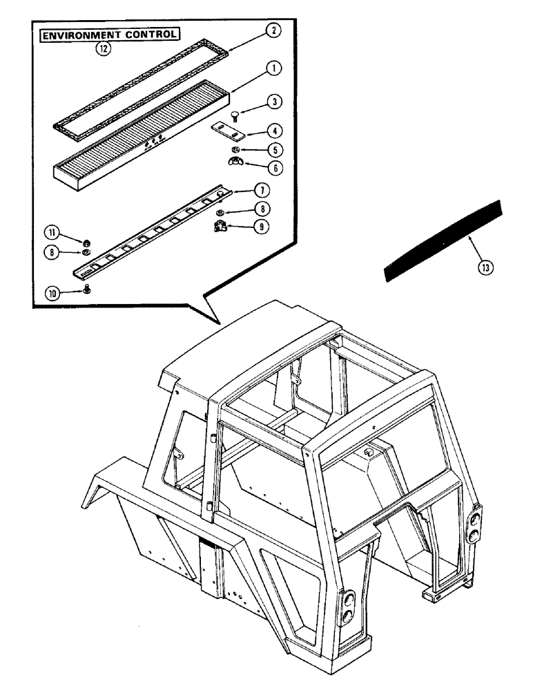 Схема запчастей Case IH 1370 - (456) - CAB, AIR FILTER, USED PRIOR TO CAB SERIAL NUMBER 7824051 (09) - CHASSIS/ATTACHMENTS