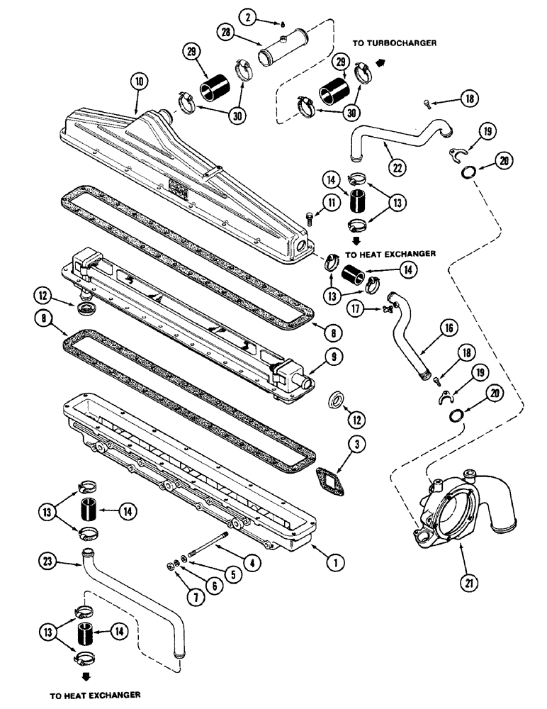 Схема запчастей Case IH 4690 - (2-020) - INTAKE MANIFOLD AND INTERCOOLER, 504BDTI DIESEL ENGINE (02) - ENGINE