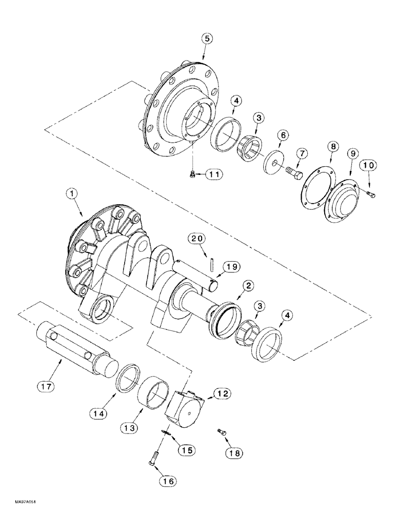 Схема запчастей Case IH 9380 QUADTRAC - (6-070) - AXLE ASSEMBLY, FRONT IDLER (06) - POWER TRAIN