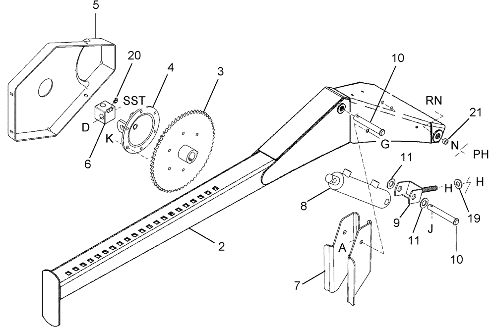 Схема запчастей Case IH 2062 - (09-17) - SPLIT REEL SPECIAL COMPONENTS, CENTER REEL ARM, PICK-UP REEL, 30.0 AND 36.0 FOOT HEADER (03) - CHASSIS/MOUNTED EQUIPMENT