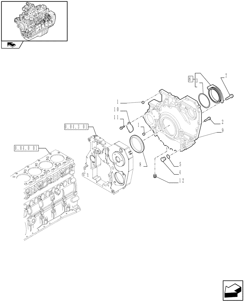 Схема запчастей Case IH F4GE9684R J602 - (0.04.3[03]) - CRANKCASE COVERS (2855177) 