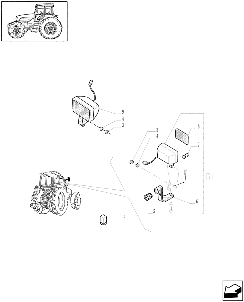 Схема запчастей Case IH MXU115 - (1.91.3[03]) - WORKLAMPS - W/CAB (10) - OPERATORS PLATFORM/CAB