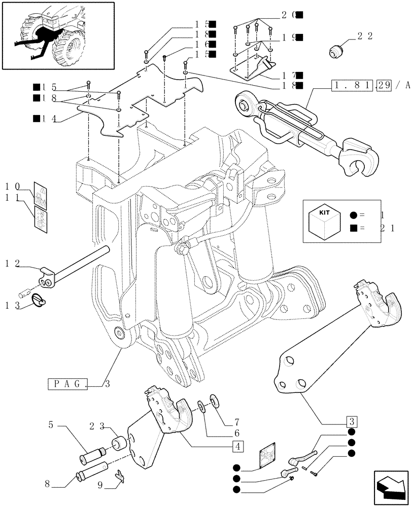 Схема запчастей Case IH PUMA 180 - (1.81.9[06]) - (VAR.087-088) FRONT HPL FOR REAR REMOTES LESS PTO, LESS AUX. COUPLERS - LINK AND ARMS - D5688 - C6726 (07) - HYDRAULIC SYSTEM