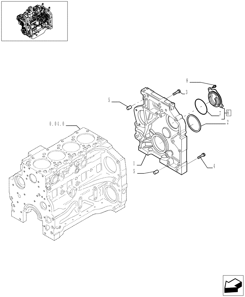 Схема запчастей Case IH JX1085C - (0.04.3) - CRANKCASE COVERS (01) - ENGINE