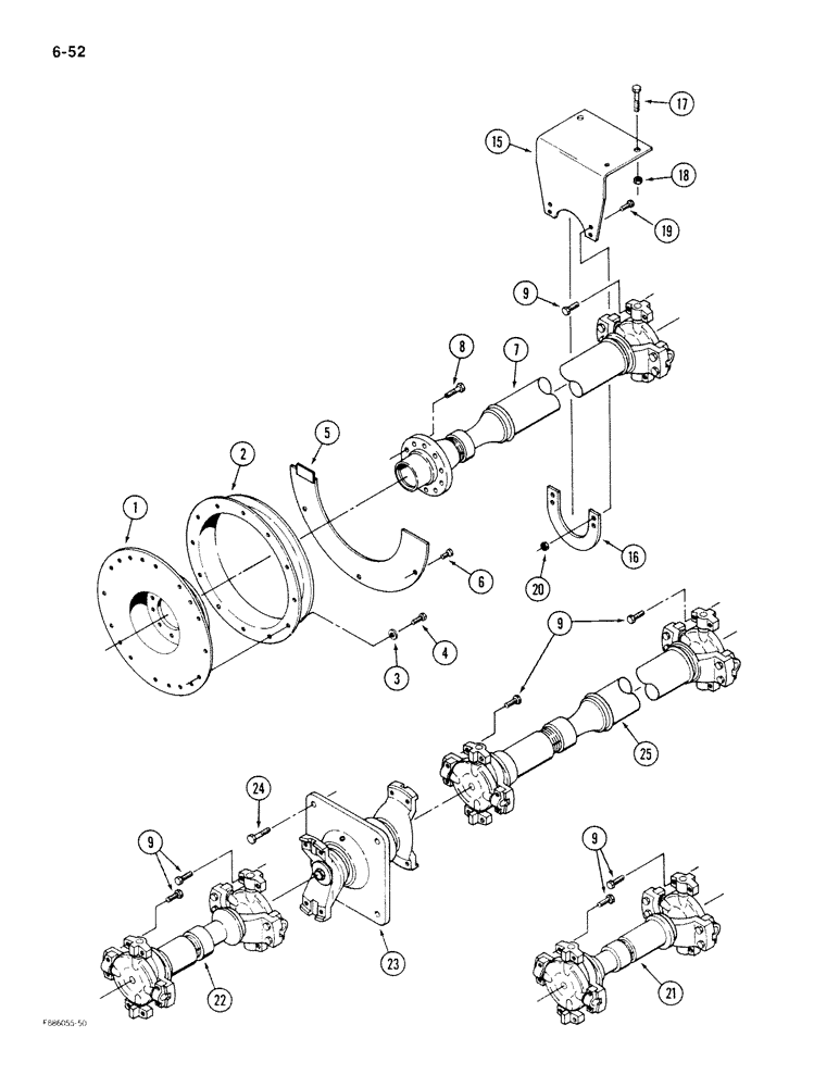 Схема запчастей Case IH 9180 - (6-52) - DRIVESHAFT MOUNTING (06) - POWER TRAIN