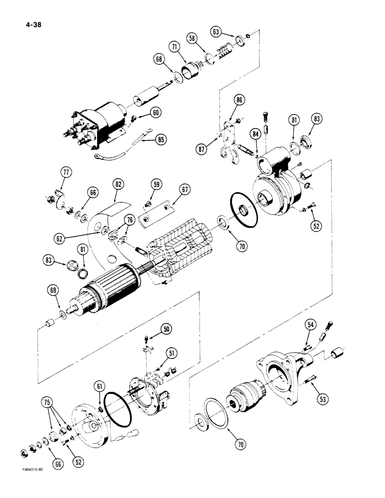 Схема запчастей Case IH STEIGER - (4-038) - STARTER ASSEMBLY, EARLY STYLE (04) - ELECTRICAL SYSTEMS