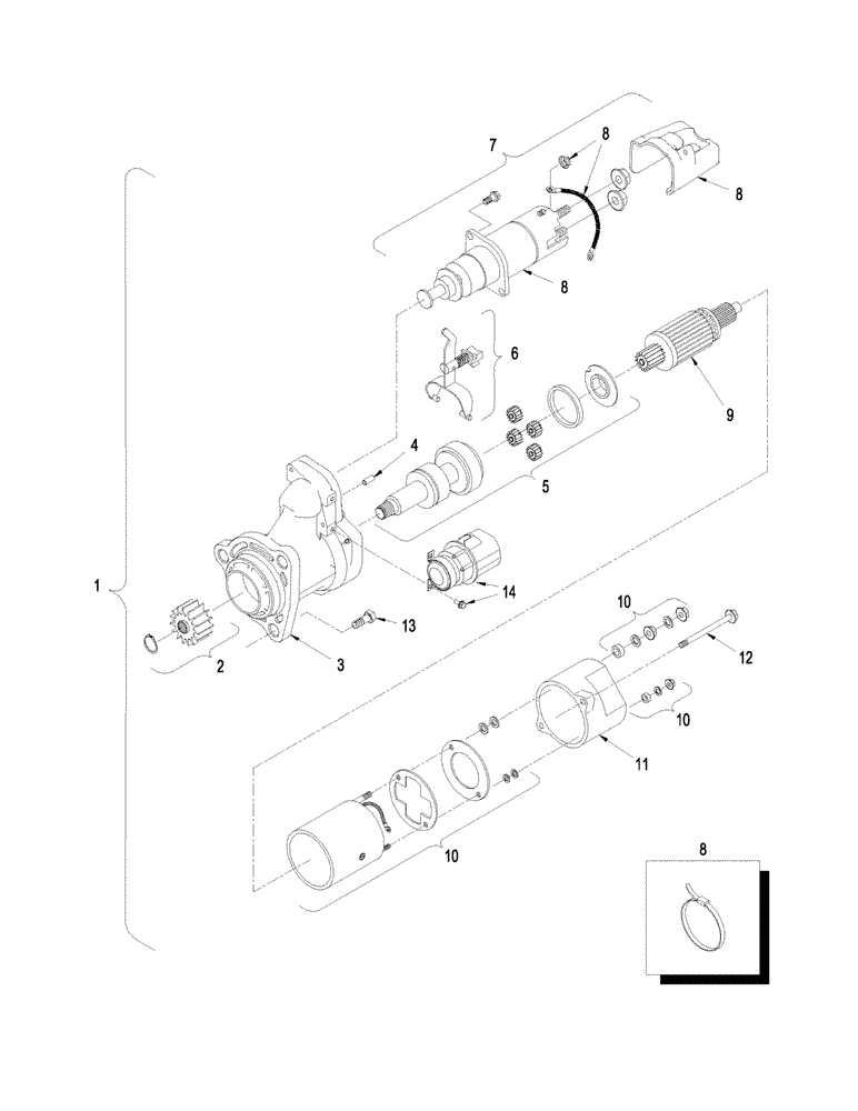 Схема запчастей Case IH STEIGER 535 - (04-10) - STARTER ASSEMBLY, STEIGER 535 (04) - ELECTRICAL SYSTEMS