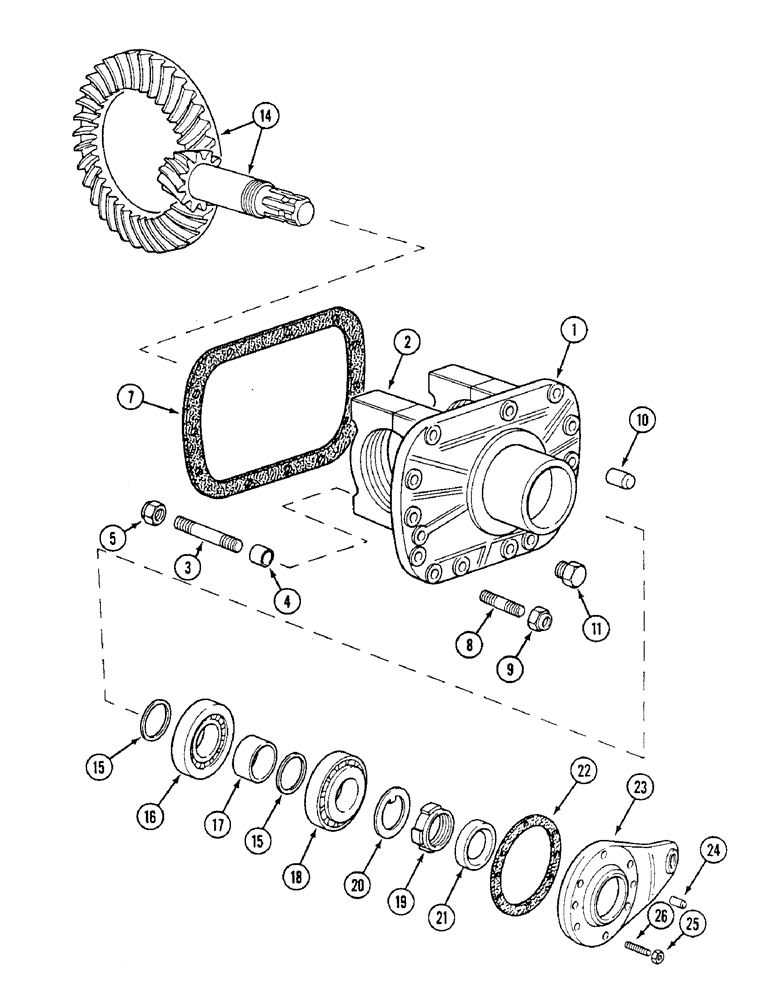 Схема запчастей Case IH 1494 - (5-140) - FRONT AXLE DIFFERENTIAL HOUSING, MFD TRACTORS, PRIOR TO P.I.N. 11518001 (05) - STEERING