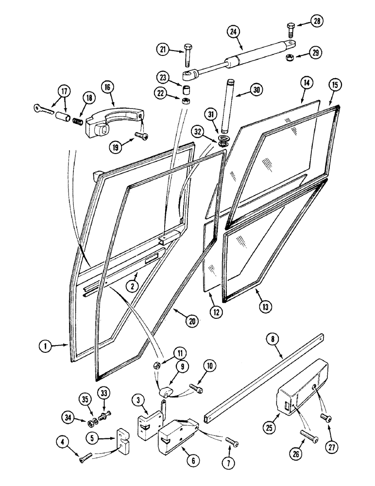 Схема запчастей Case IH 1594 - (9-408) - CAB DOOR, RIGHT-HAND, TRACTORS WITH CAB (09) - CHASSIS/ATTACHMENTS