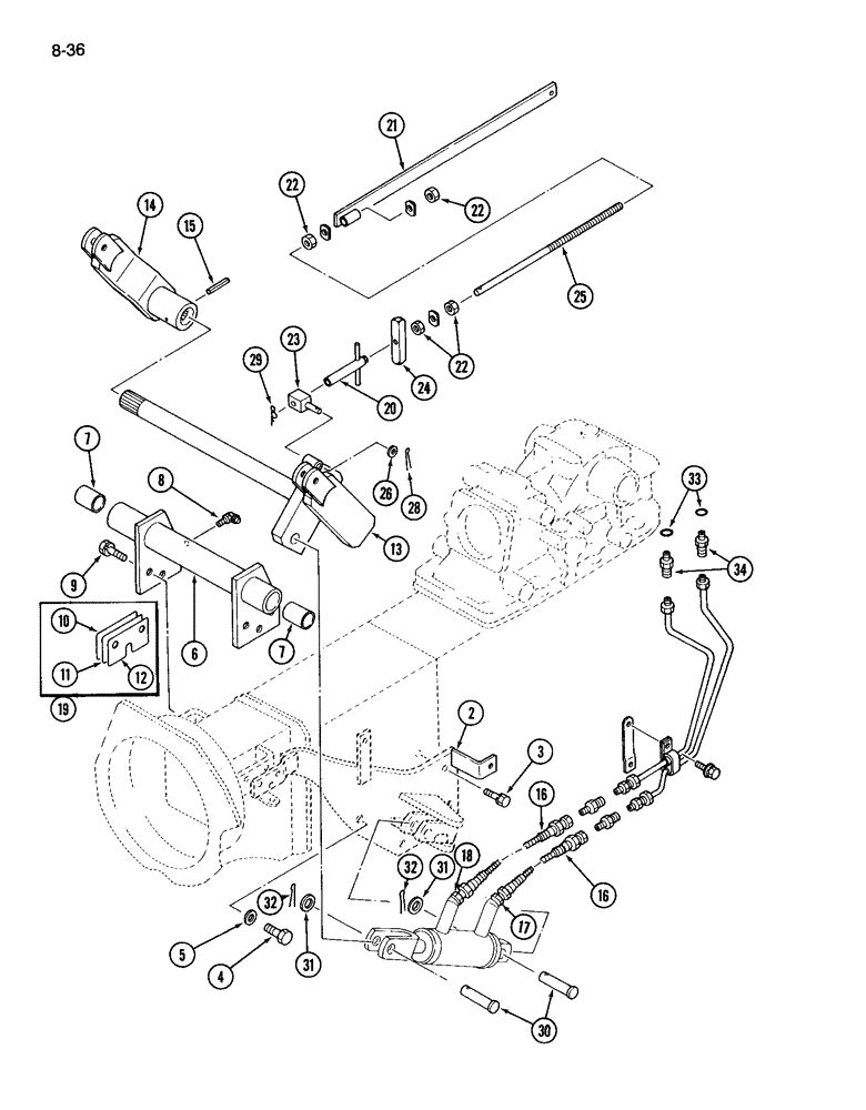 Схема запчастей Case IH 265 - (8-36) - MID HYDRAULIC LIFT (08) - HYDRAULICS