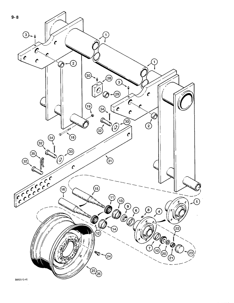 Схема запчастей Case IH 780 - (9-08) - TRANSPORT LIFT AXLE, DISK HARROWS WITH FOLDING FRAME (09) - CHASSIS/ATTACHMENTS