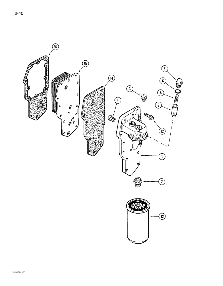 Схема запчастей Case IH 1822 - (2-40) - OIL FILTER AND COOLER 6TA-590 ENGINE (01) - ENGINE