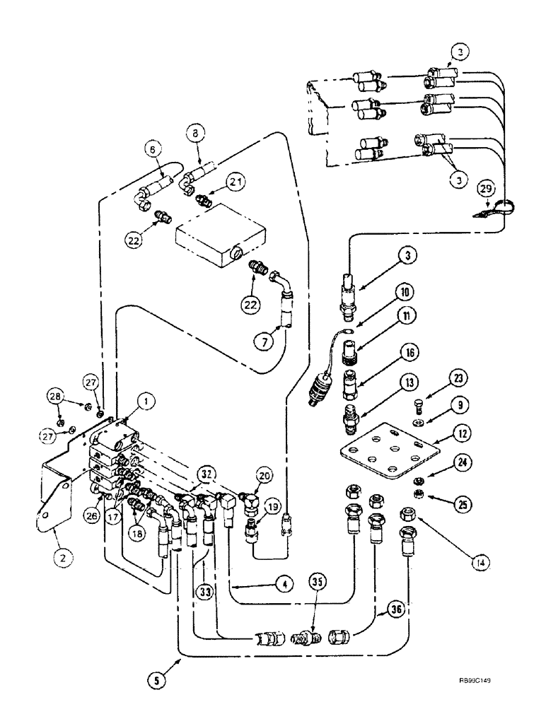 Схема запчастей Case IH L700 - (8-16) - HYDRAULICS - EXTERNAL VALVE (3 FUNCTION WITHOUT SELF LEVELING) (08) - HYDRAULICS