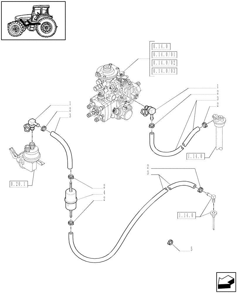 Схема запчастей Case IH JX1090U - (1.14.6) - FUEL PIPES - D5657 (02) - ENGINE EQUIPMENT