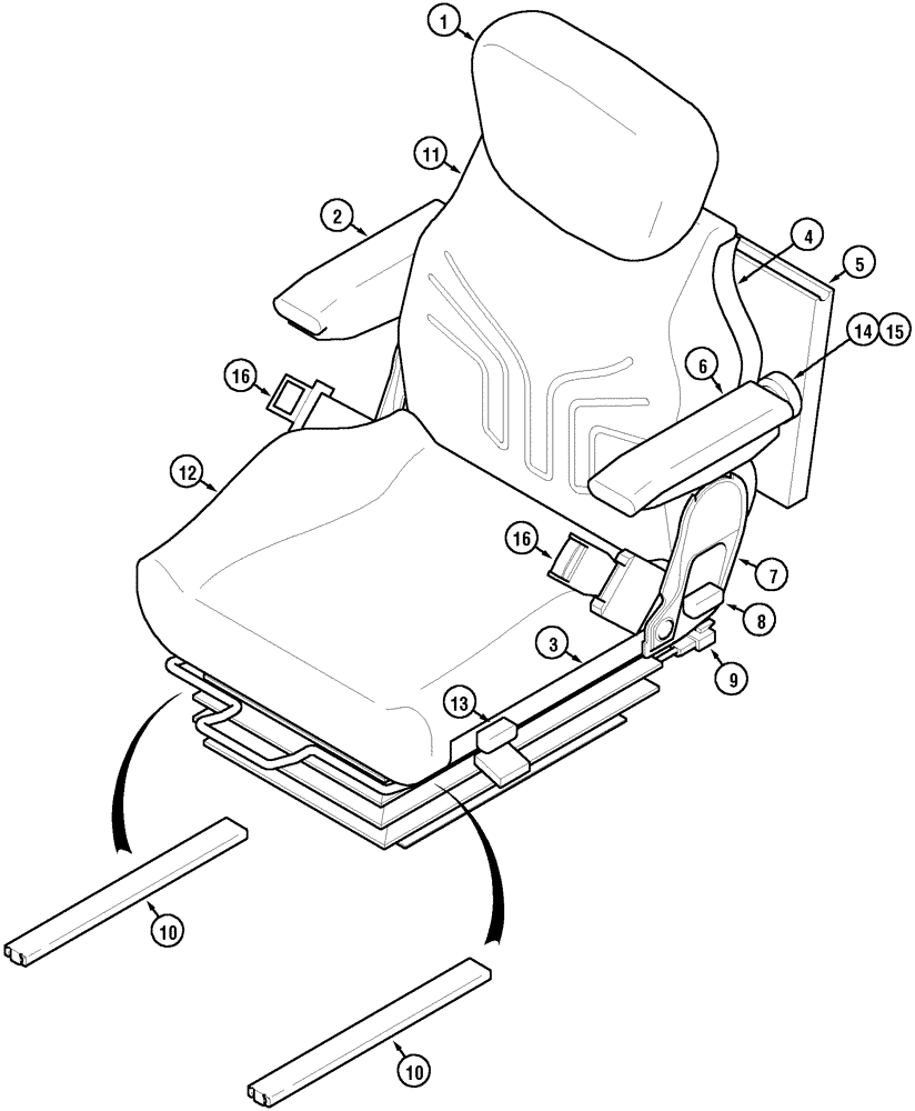 Схема запчастей Case IH CX70 - (09-53) - SWIVEL SEAT (09) - CHASSIS/ATTACHMENTS