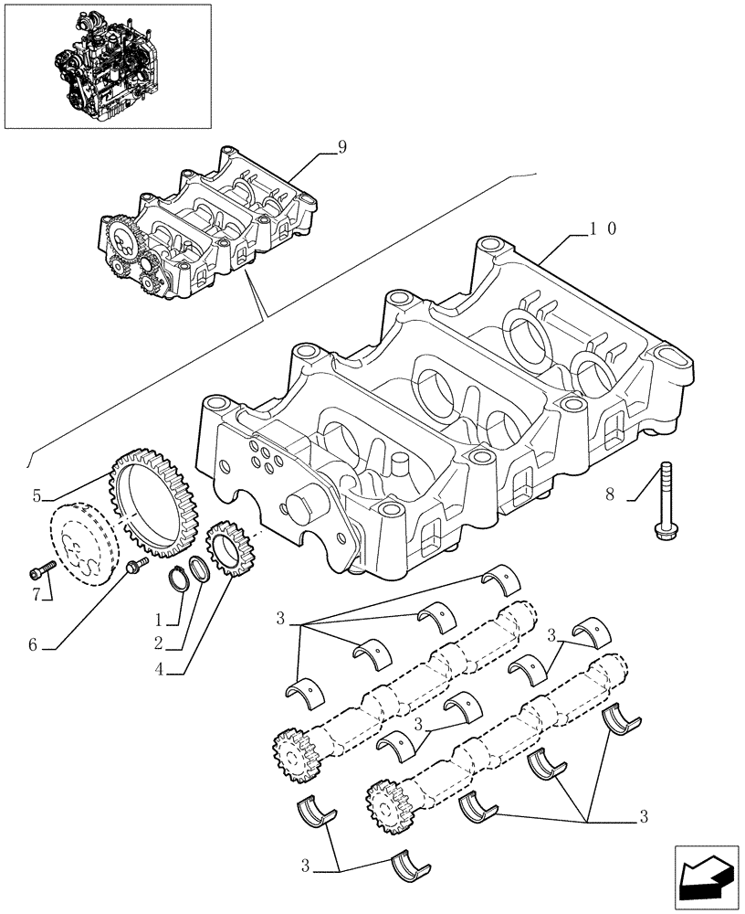 Схема запчастей Case IH JX1080U - (0.10.5[01]) - DYNAMIC BALANCER, GEARS & SHAFTS (01) - ENGINE