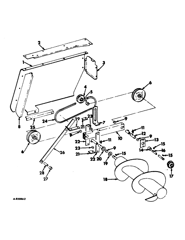 Схема запчастей Case IH 435 - (A-10) - AUGER AND AUGER DRIVE SUPPORT, 435 AND 445 BALERS 