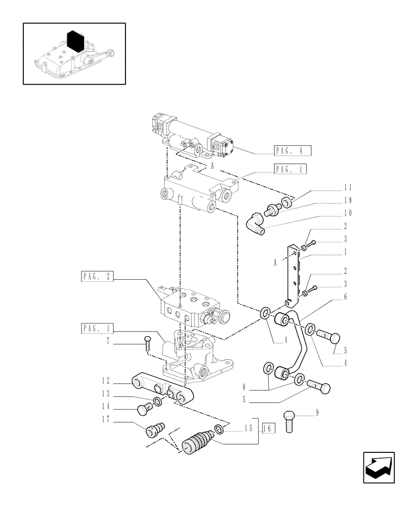 Схема запчастей Case IH JX1070C - (1.82.7/01[03]) - (VAR.126-127) ELECTRONIC LIFT - QUICK COUPLING (07) - HYDRAULIC SYSTEM