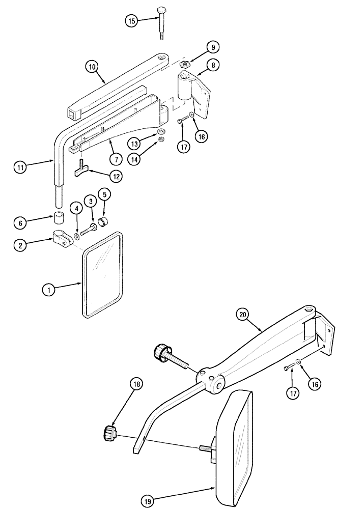 Схема запчастей Case IH MX90C - (09-83) - EXTENDABLE MIRRORS, WILKE, BRITAX (09) - CHASSIS