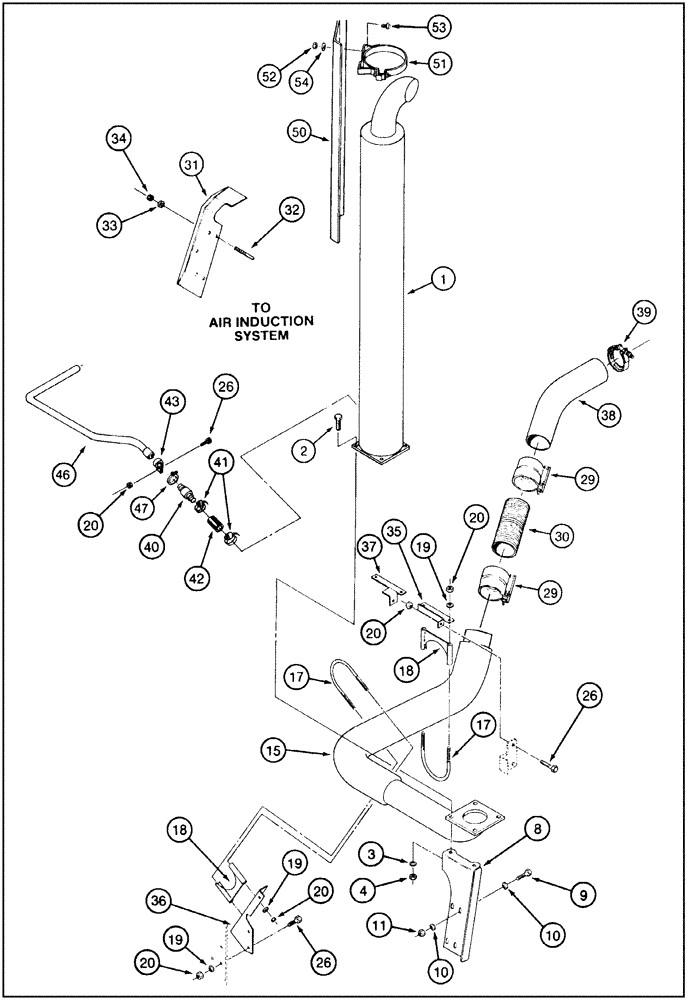 Схема запчастей Case IH 9230 - (2-013A) - EXHAUST SYSTEM, WITH INSULATED EXHAUST TUBE (02) - ENGINE