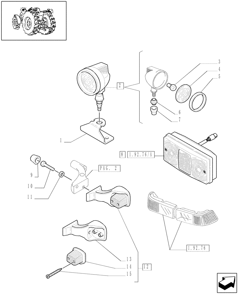 Схема запчастей Case IH JX1095C - (1.75.6[01]) - LIGHTING COMPONENTS - L/CAB (06) - ELECTRICAL SYSTEMS